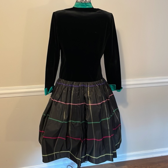 Frank Massandrea VINTAGE 80s Black Velvet Plaid Taffeta Skirt HOLIDAY Christmas - Picture 8 of 16